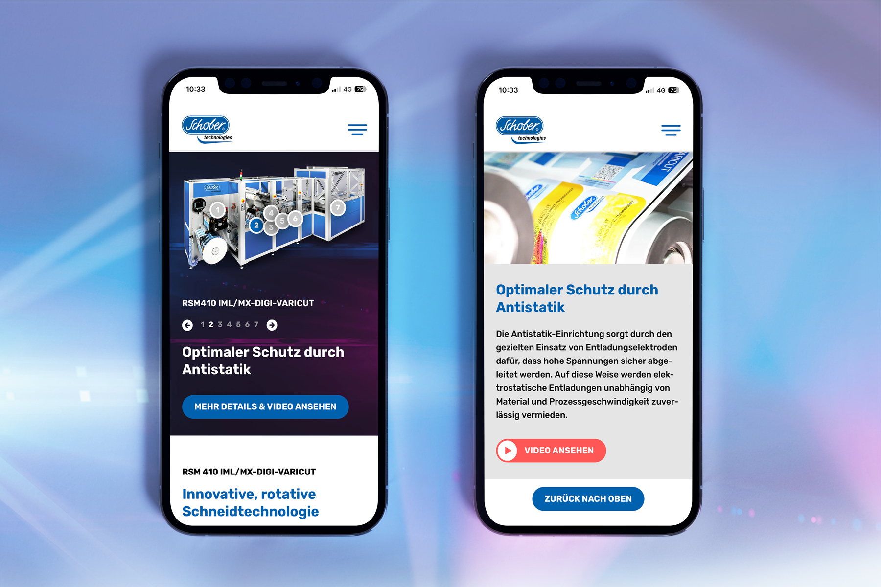 Webseite der RSM410 Maschine mit interaktiver Karte auf dem iPhone